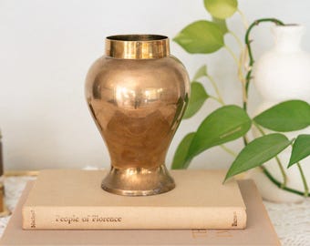 Vintage Solid Brass Vase Made In India | MCM Eclectic Home | Entryway Accent | Cottagecore Gift