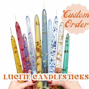 Custom Lucite Candlesticks: MCM Vintage-Inspired, Handmade Personalized Decor zdjęcie 1