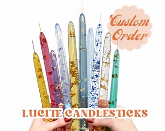 Custom Lucite Candlesticks: MCM Vintage-Inspired, Handmade Personalized Decor