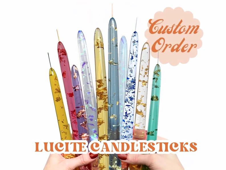 Custom Lucite Candlesticks: MCM Vintage-Inspired, Handmade Personalized Decor zdjęcie 1