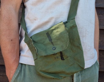 Petit sac à bandoulière militaire en coton | Sac bandoulière | Vert Kaki