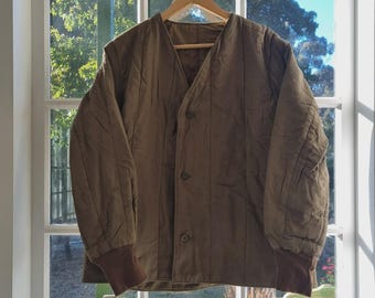 S-L | Czech Military Liner Quilted Jacket | Olive Green | Oversized