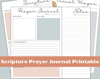 Diario de oración imprimible - Diario bíblico digital - Oración cristiana - Notas de oración diarias - Diario de escritura de fe - Cuaderno de estudio bíblico