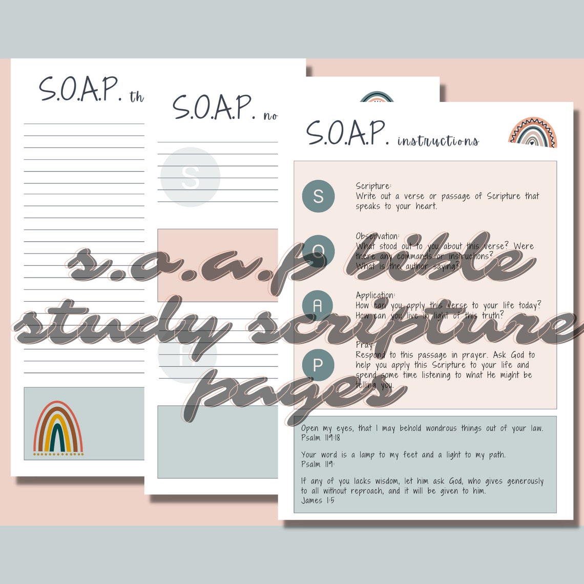 S.O.A.P Bible Study Guide PDF Printable Boho Theme | Etsy