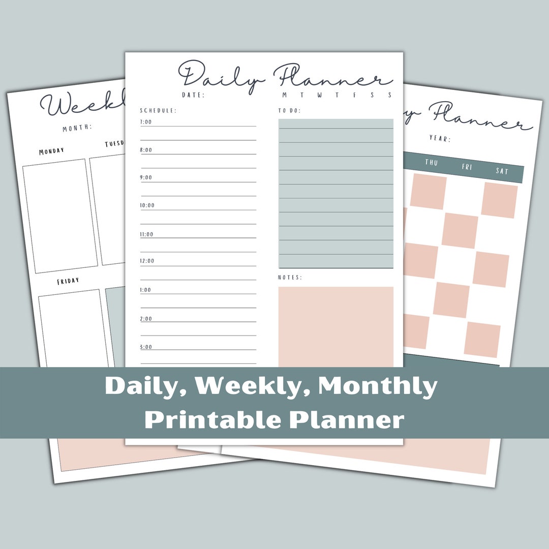 Daily Planner, Weekly Planner, Monthly Planner, Planner Bundle ...