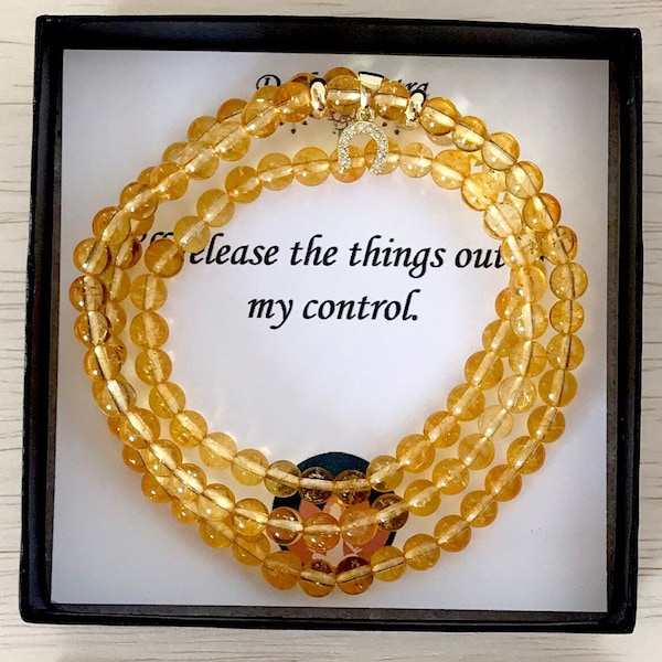 Citrine Mala Beads: 6mm Natural Stone Prayer Beads, Abundance Bracelet