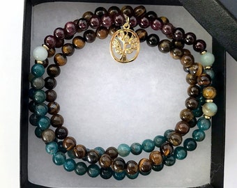 Women bead bracelet 108 Mala beads natural stone bracelet / 6MM Stretchy crystal necklace / Healing beaded bracelet / Yoga Jewelry Handmade