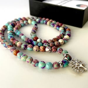 Emperor Jasper Mala Bead Bracelet: 108 Bead Meditation Necklace
