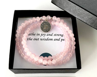ROSE QUARTZ bracelet Mala bead 6 mm Stretchy yoga beaded bracelet for women / Mala necklace, Mala bracelet / Stone Of Self-Love - Confidence