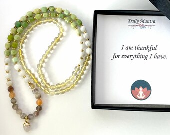 Mala beads 6 mm Stretchy Gemstone Bracelet / 18k gold Mala necklace natural stone / Mala bracelet / YOGA Bracelet / Healing Jewelry Gemstone