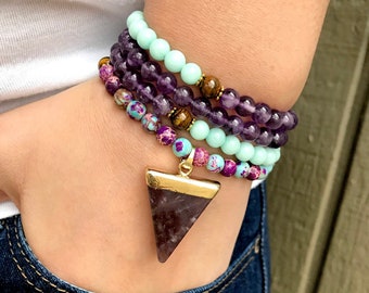AMETHYST - PROTECTION - ANXIETY Bracelet, Yoga bead bracelet, Meditation beads, Yoga Jewelry,Yoga gift,Women jewelry gift,Bracelet for women
