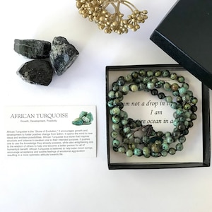 Knotted African TURQUOISE beaded bracelet, Adjustable beaded necklace, 108 Mala beads, MALA Prayer beads, Yoga meditation beads, yoga gift
