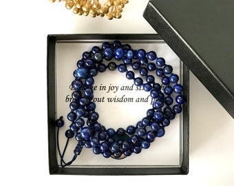 Lapis Lazuli EXPRESSION  Adjustable-Hand Knotted 108 Mala Beads, Bead bracelet, Mala bracelet, Yoga Gift, Meditation Prayer bracelet