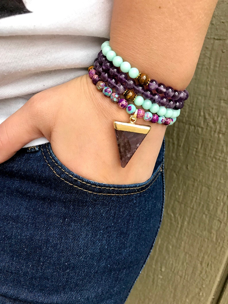 AMETHYST PROTECTION ANXIETY Bracelet Yoga Bead Bracelet Etsy