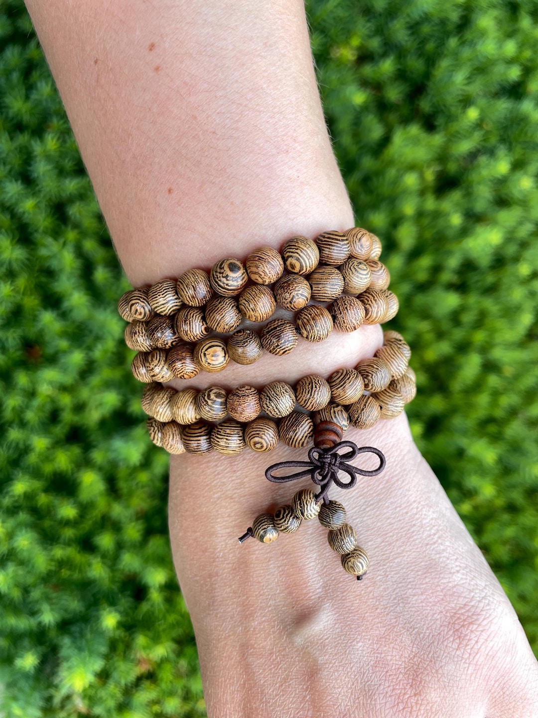 108 Mala Bead Bracelet: African Wenge Wood, Buddhist Prayer Beads - Etsy