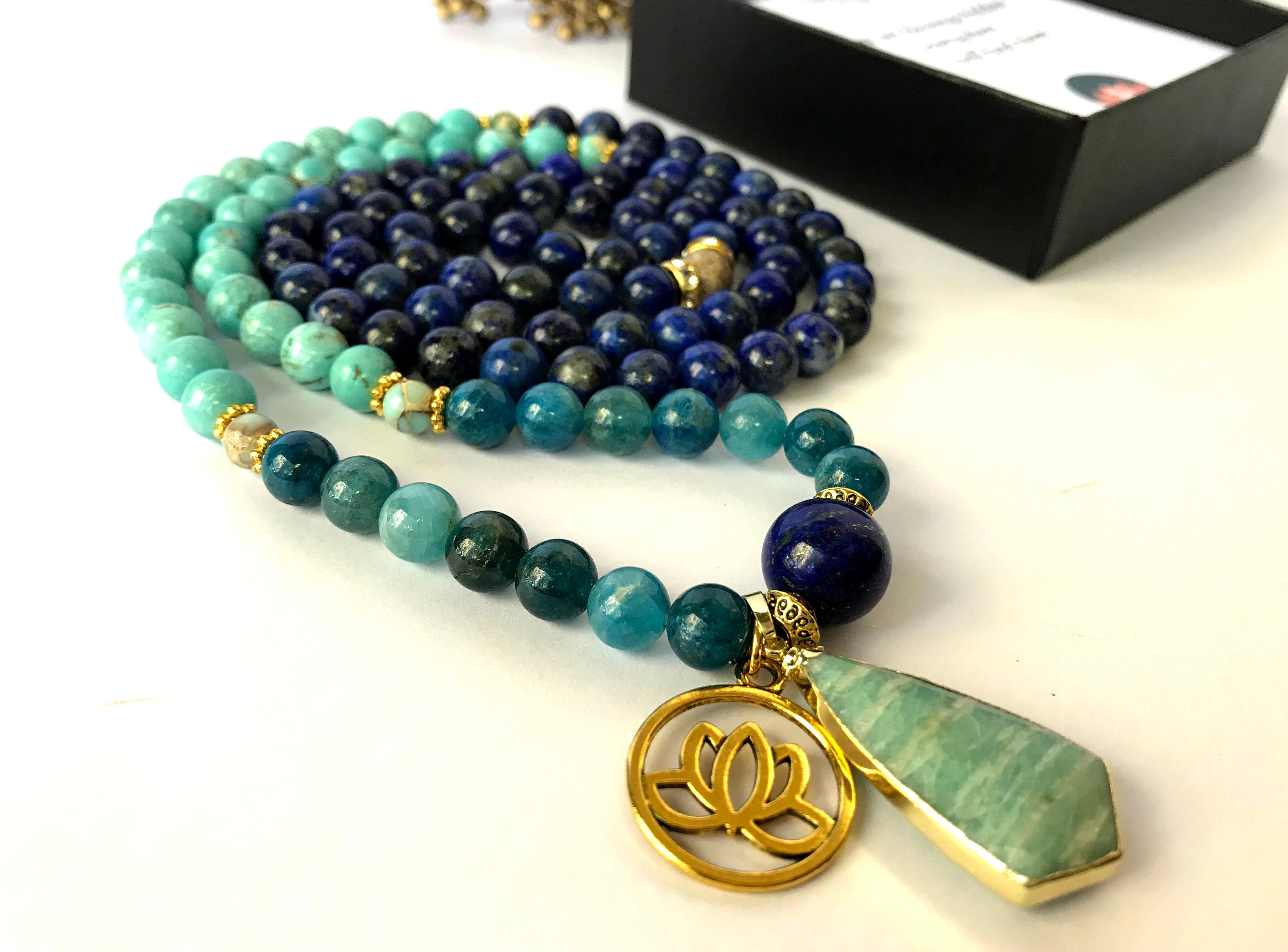 LAPIS LAZULI 108 Mala Bracelet Woman Mala Necklace Gift for | Etsy