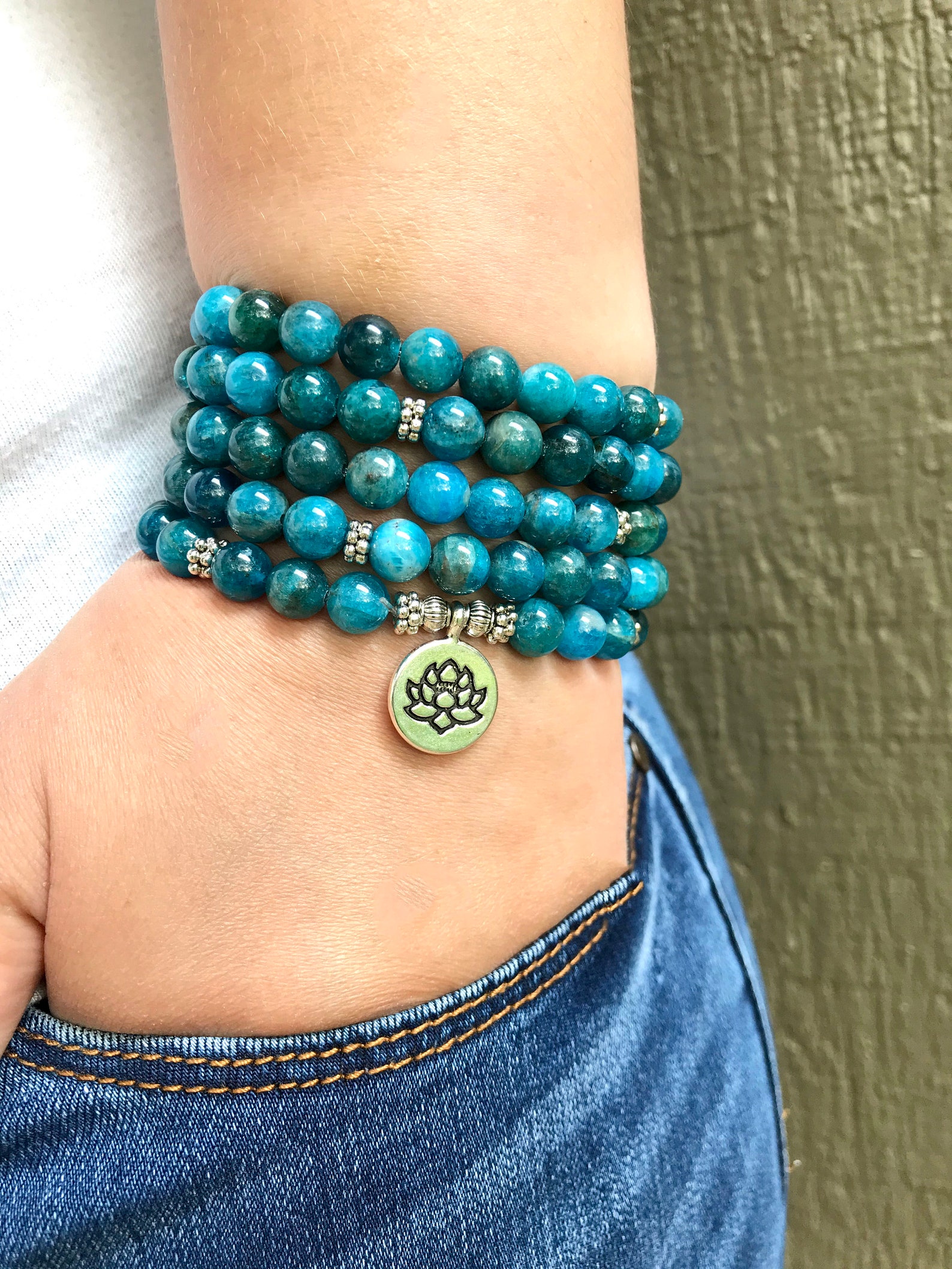 Yoga Beaded Bracelet for Women Apatite Focus in Meditation Etsy