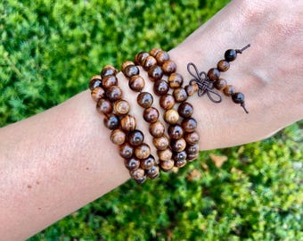 Pulsera Mala de palisandro: 108 cuentas de oración budistas