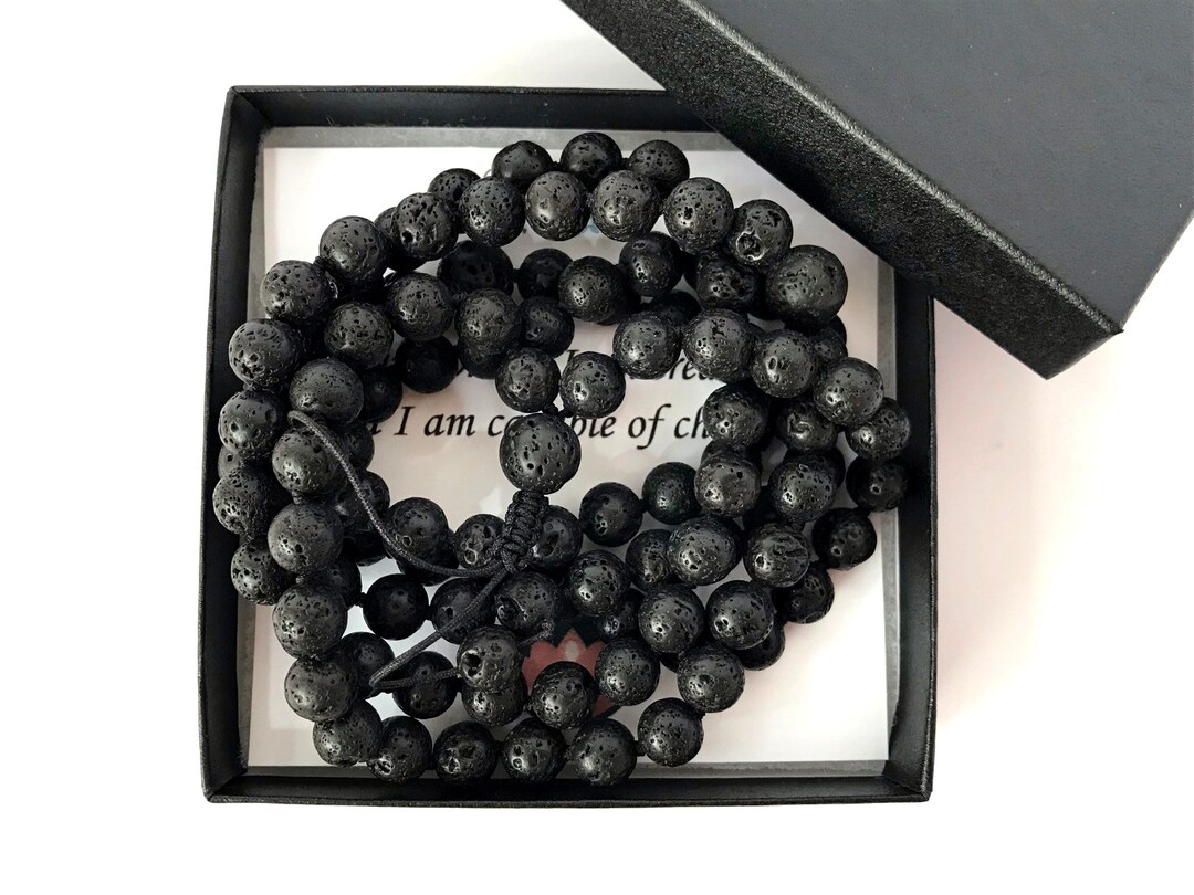 Wrist Mala Beads 6mm or 8mm Lava Rock Meditation Beads /STONE of - Technical View