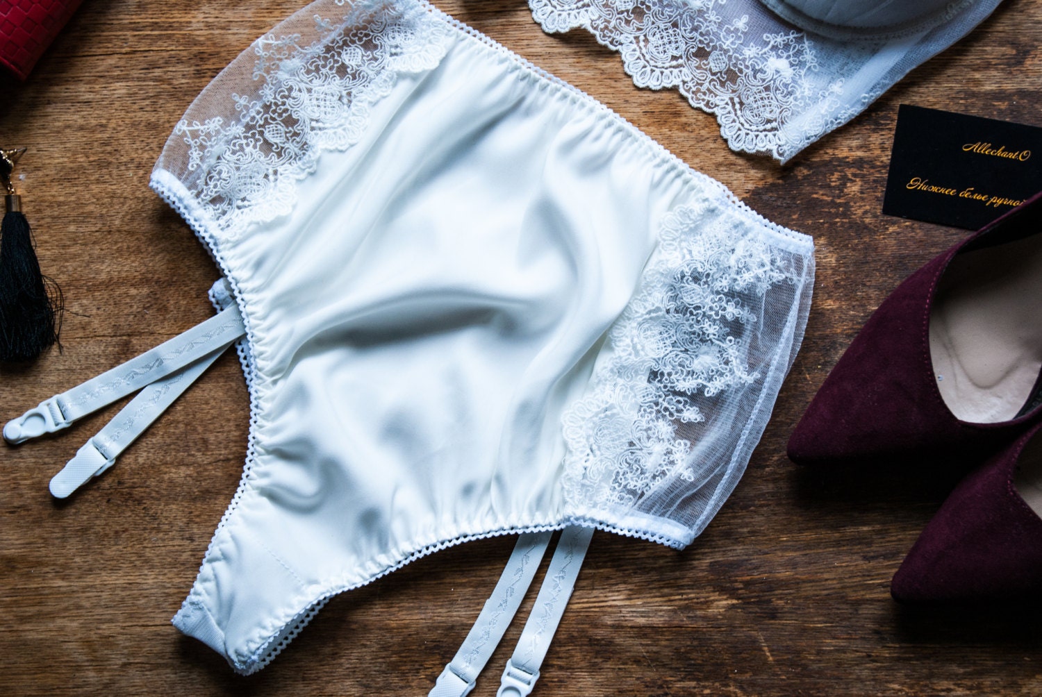 Garter Lingerie High Waisted Bikini Bottoms Lace Panties | Etsy