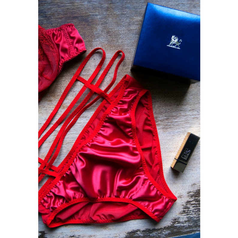 Red Satin Panties High Waisted Panties Fetish Lingerie Etsy