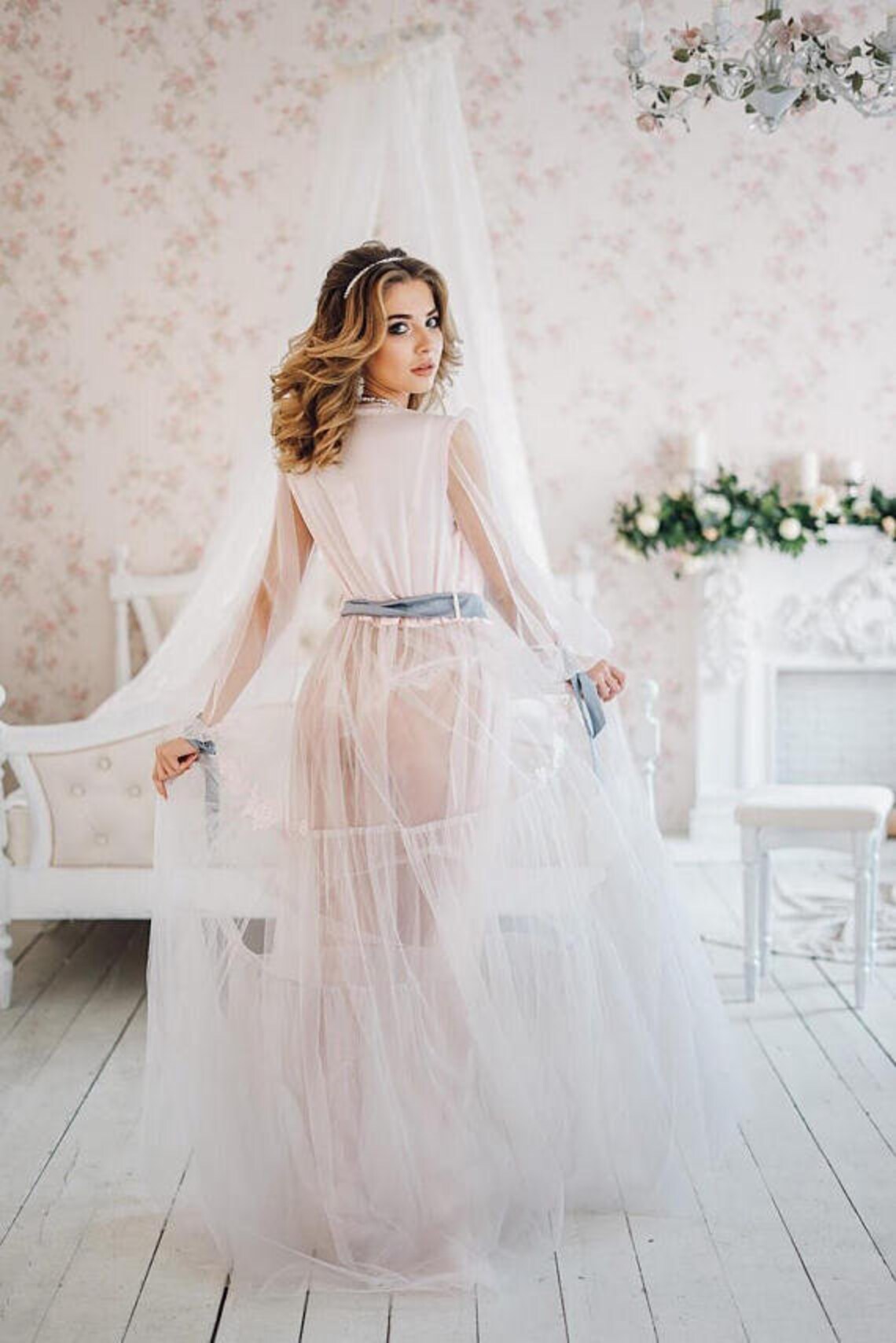 White Lace Dress Wedding Kimono Robe