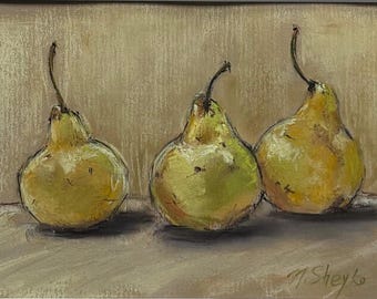 Original Pear Pastel Painting “Quiet Company”|Botanical Still Life Art| Everyday Poetry collection