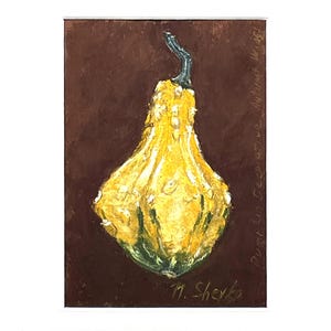 Natura morta decorativa con zucca - Pastello morbido su carta Kraft