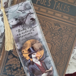 Sir Waddlesworth Edgar Allan Poe Inspired Bookmark; Gothic Bookmark