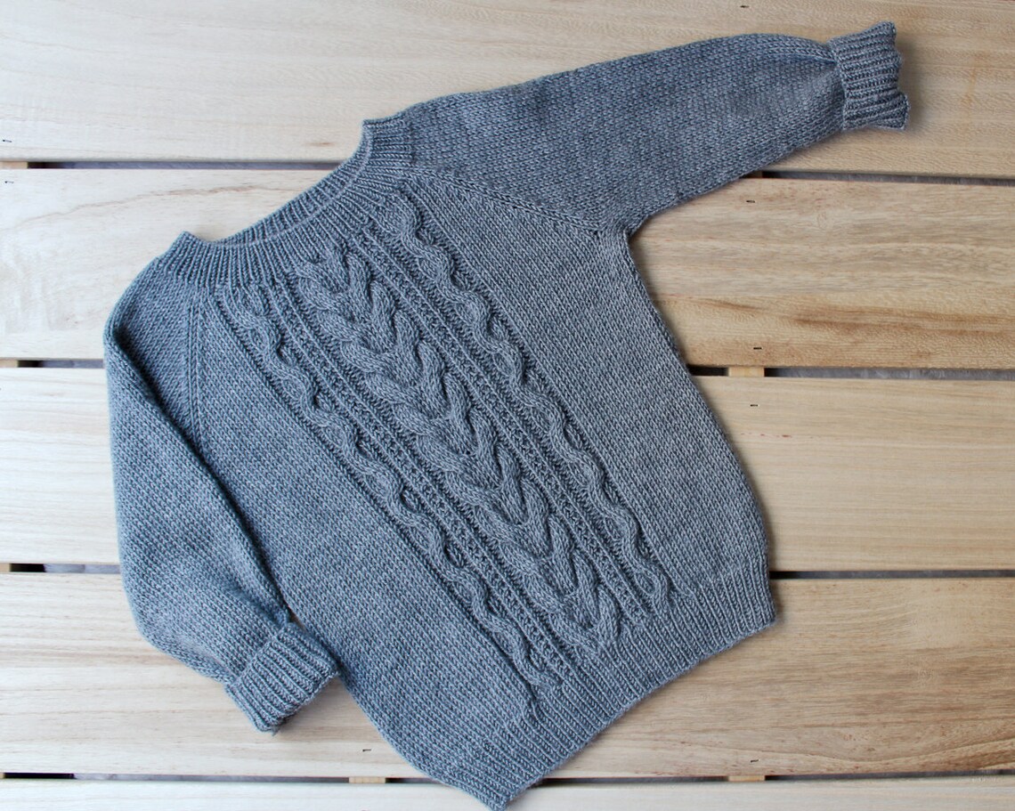 Zopfmuster Pullover für grau MerinoStrickjacke Baby Kinder Etsy