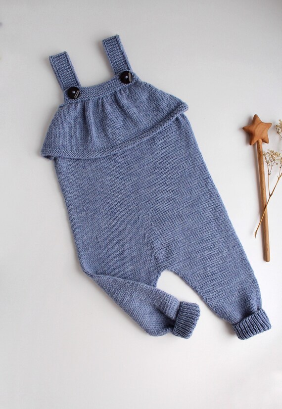 blue knitted romper