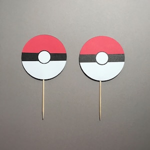 Pokeball Cupcake Toppers //Pokemon//Pokemon Go//Gotta Catch Em All//Pokeball