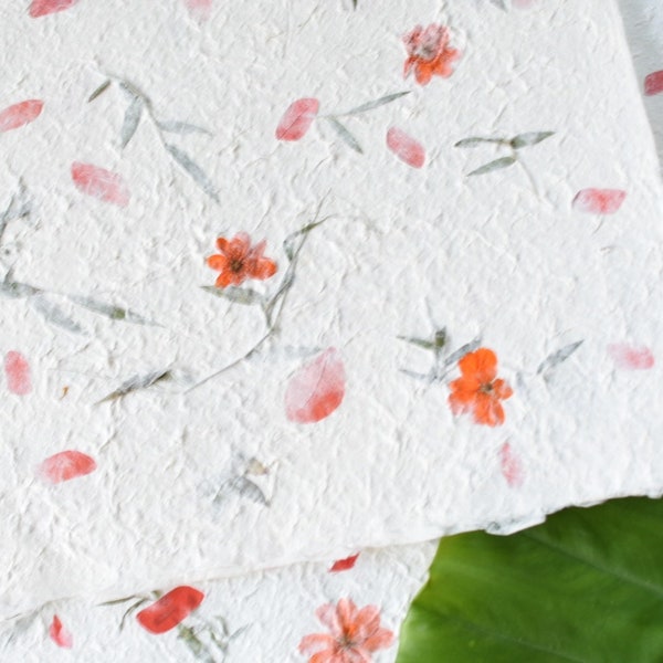 30"x 22" Mulberry paper with Bann Chern flowers, Summer inspire, Bookbinding paper, Lampshade paper, Wrapping paper, Craft paper