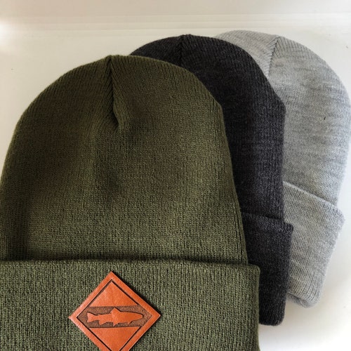 Leather Patch Beanie. Leather Patch 