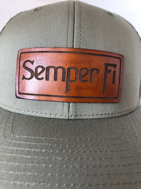 L: Semper Fi Leather Patch Hat. United 