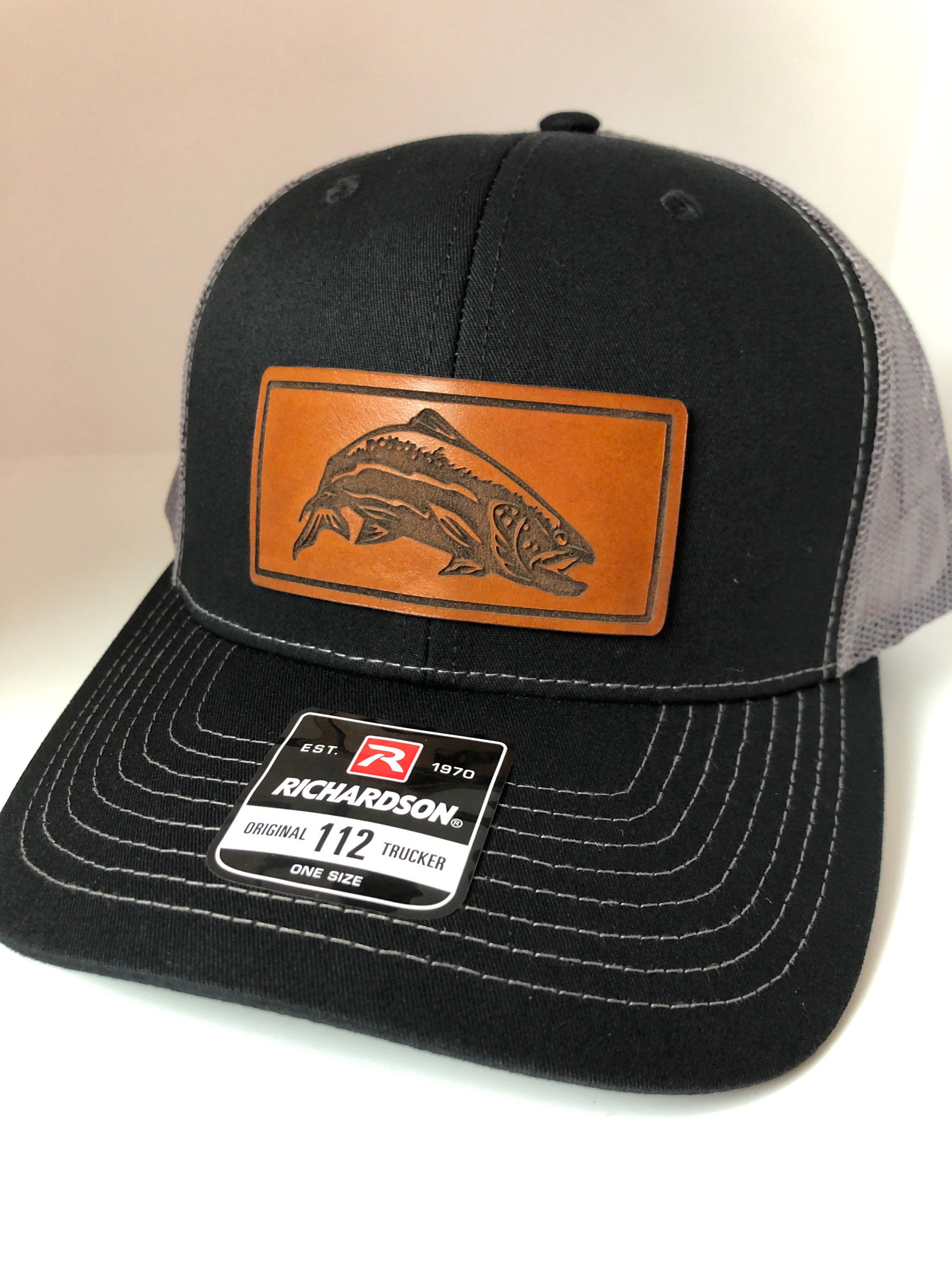 Trout hat leather patch hat for trout fishing hat for Etsy