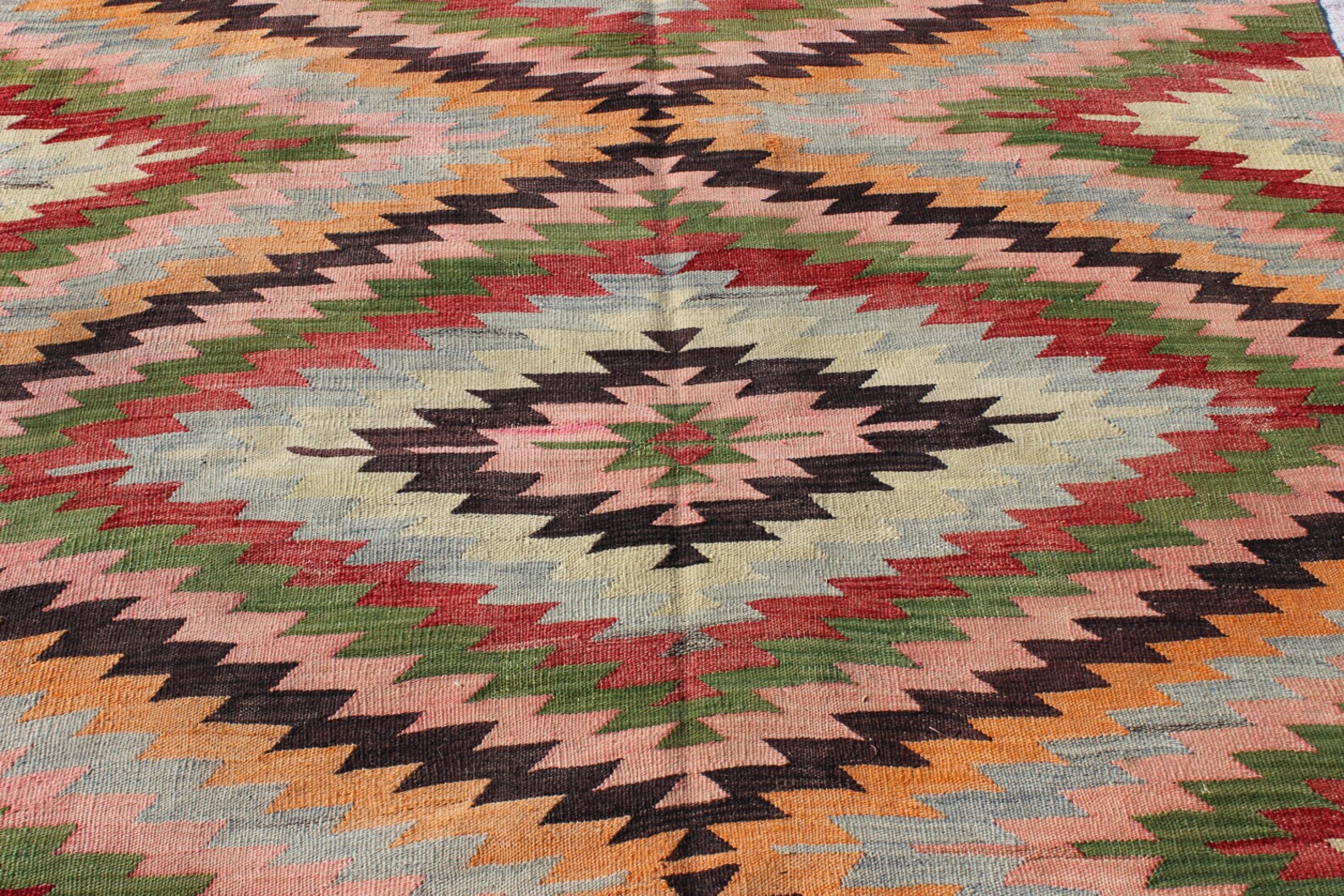 Pink Kilim Rug 10.8x5.9Feet330x180 cmZigzag Etsy