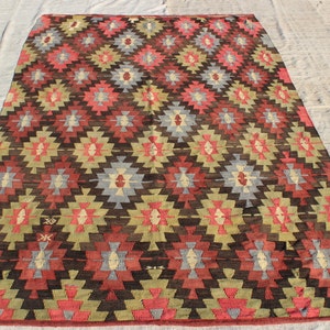 Rosa Kelim Teppich,317 x 192 cm,Anatolischer Vintage Kelim Teppich,Ethnischer Teppich,Handgewebter Teppich,Boho Teppich, Wohnzimmer Vintage Kelim Teppich