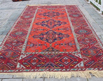 Tappeto Soumak antico fatto a mano: Kilim turco in lana da 12,8"x7'
