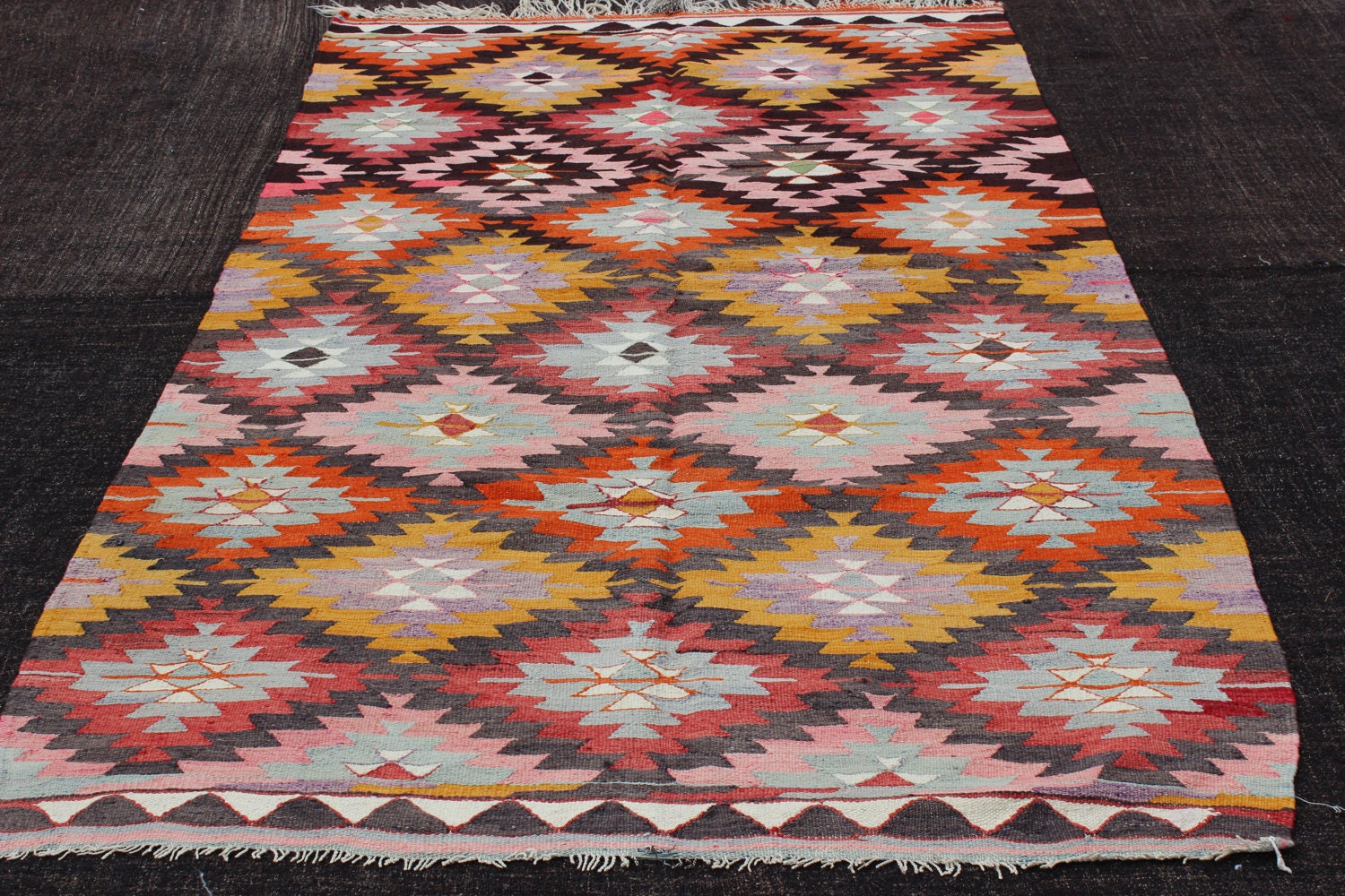 60×104 \"zig-zag” ViNTAGE TURKiSH RUG Zerenda - (3'10'' x 6'11'') Vintage Turkish Rug – Rugtolia