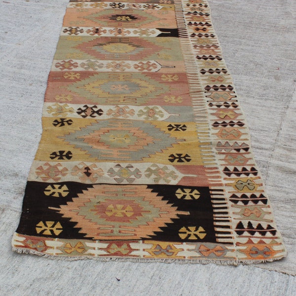 Kilim Rug Runner,9"x2.9"Feet,274x82 cm,Decorative Kilim Rug,Ethnic Rug,Bohemian Rug,Home Decor Turkish Kilim Rug