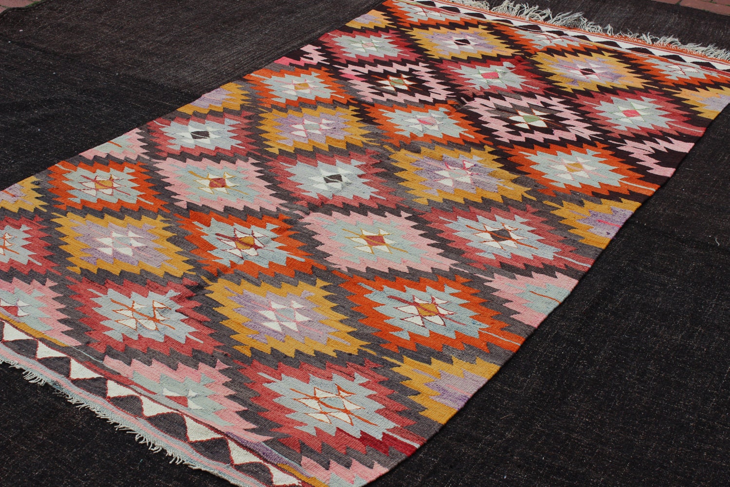 60×104 \"zig-zag” ViNTAGE TURKiSH RUG Zerenda - (3'10'' x 6'11'') Vintage Turkish Rug – Rugtolia