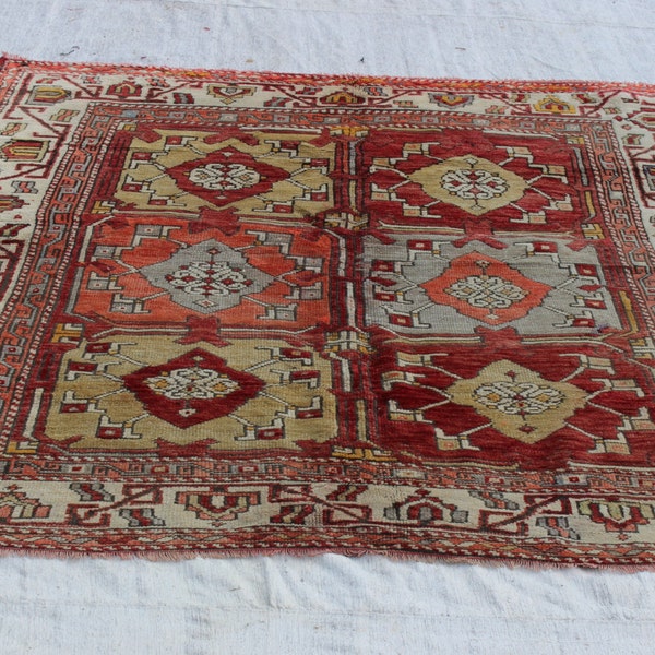 TURKISH OUSHAK CARPET, 6.2"x5.4"Feet ,190x166 cm,Handknotted Vintage Area Rug,Pastel Carpet,Decorative Anatolian Carpet Rug