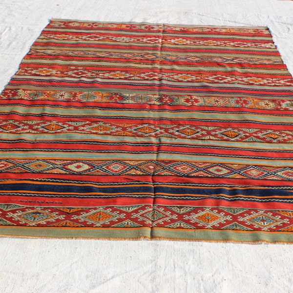 Turkish Antique Rug, 9.8"x6.4"Feet,300x195 cm,Handmade Turkish Kilim Rug Colorful Rug Bohemian Rug Vintage Home Decor Area Kilim Rug