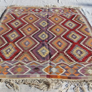 ALFOMBRA KILIM VINTAGE, 18 x 15 cm, 240 x 170 cm, Alfombra Kilim Colorida, Alfombra Kilim Vintage, Alfombra Kilim Boho, Alfombra Étnica, Alfombra Kilim Nómada Tejida