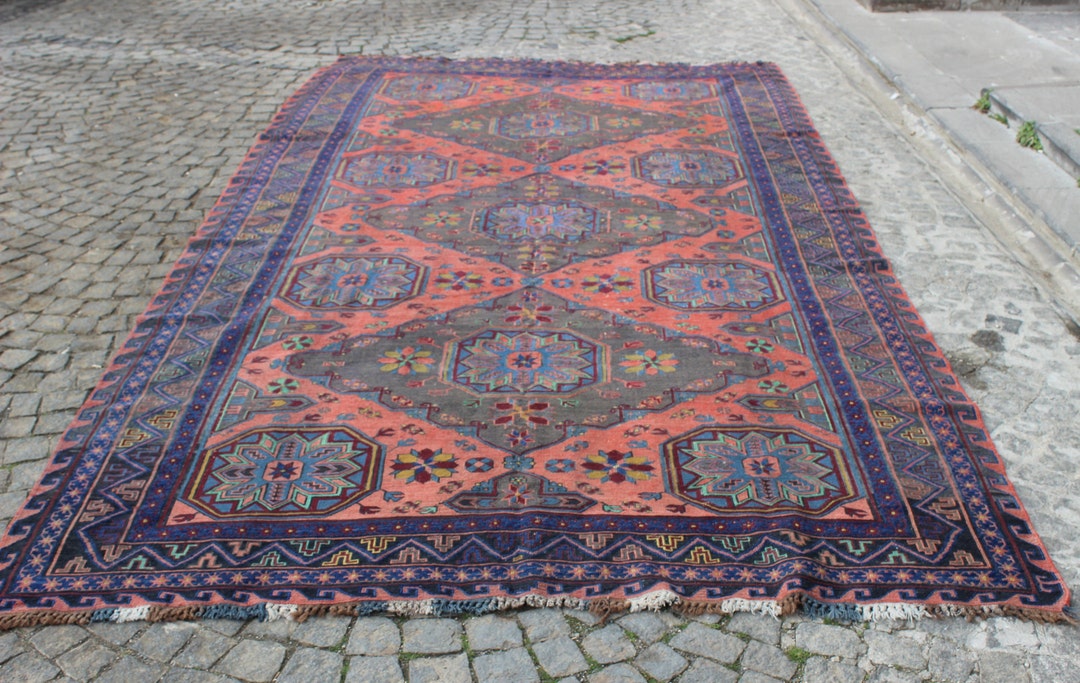 ヴィンテージ スマック ラグ：カラフルな手織りトルコキリム（7.2