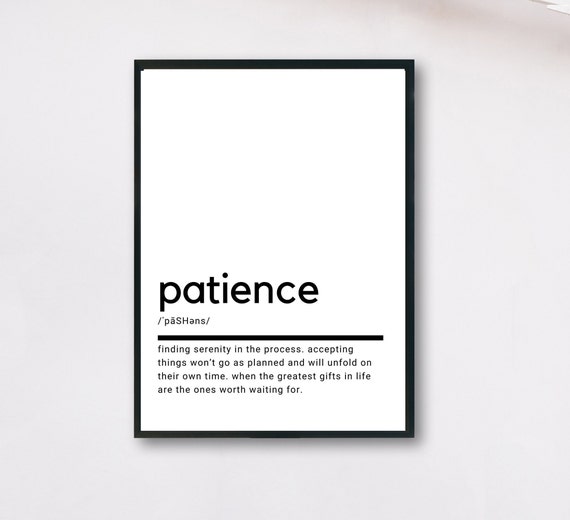 Patience Definition Printable Wall Art Patience Poster Etsy