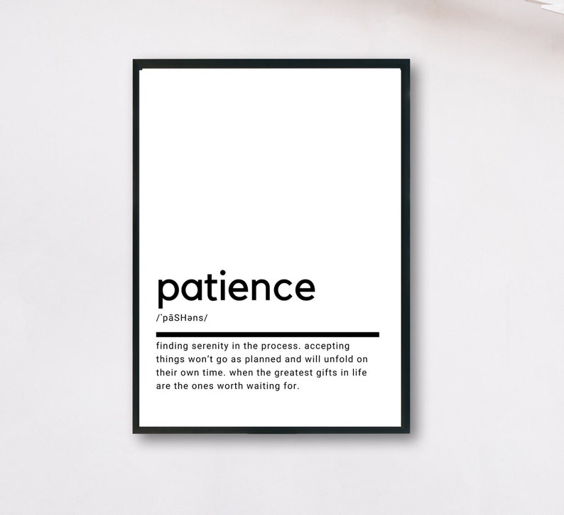 Patience Definition Printable Wall Art Patience Poster Etsy