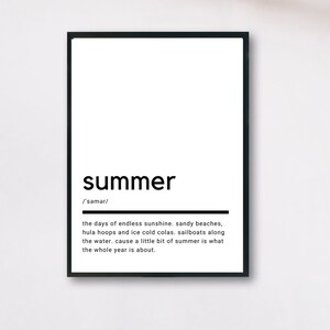 Summer Definition, Printable Wall Art, Summer Poster, Summer Quote, Summer Printable, Summer Lover Gift, Summer Wall Art, Wall Decor