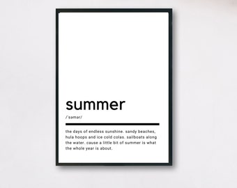 Summer Definition, Printable Wall Art, Summer Poster, Summer Quote, Summer Printable, Summer Lover Gift, Summer Wall Art, Wall Decor